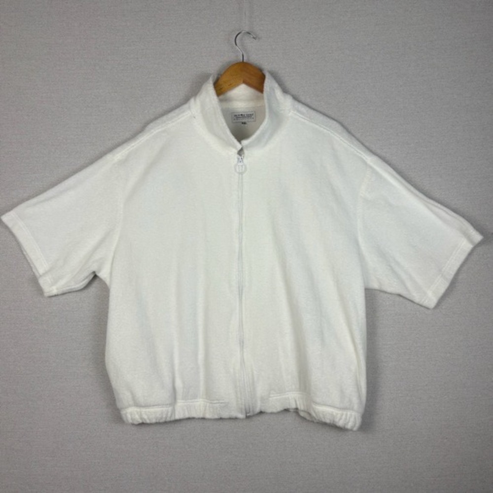 Vintage 90s Tuttle Golf Shacket Mens 2XL White Terrycloth Cropped Yacht Rock USA
